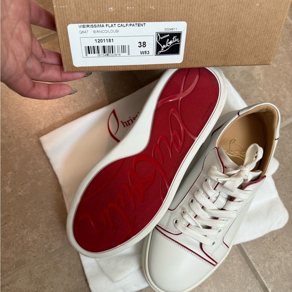 Christian Louboutin Shoes - Christian Louboutin White Sneakers with Iconic Red Soles